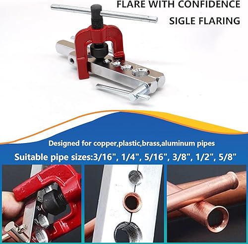 Miniatura 9 de smseace Kit de herramientas de abocinación de línea de freno de 316 pulgadas y 14 pulgadas que incluye herramienta de llamada, dobladora de tubos,