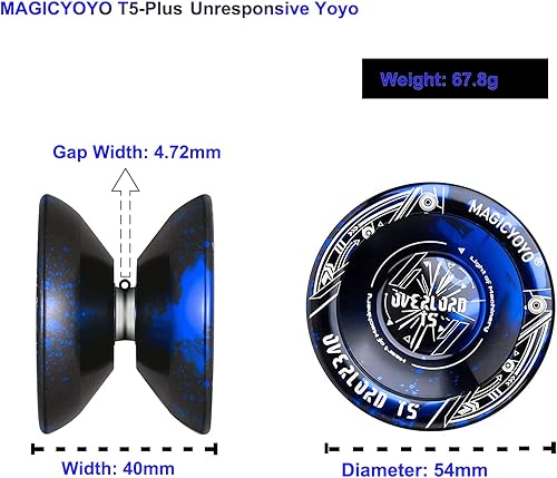 Miniatura 4 de Paquete de 2 Yoyos T5 negro azul aleación Yoyo insensible+Yo yo K2 cristal blanco sensible plástico sensible para niños principiantes, 2 agujeros