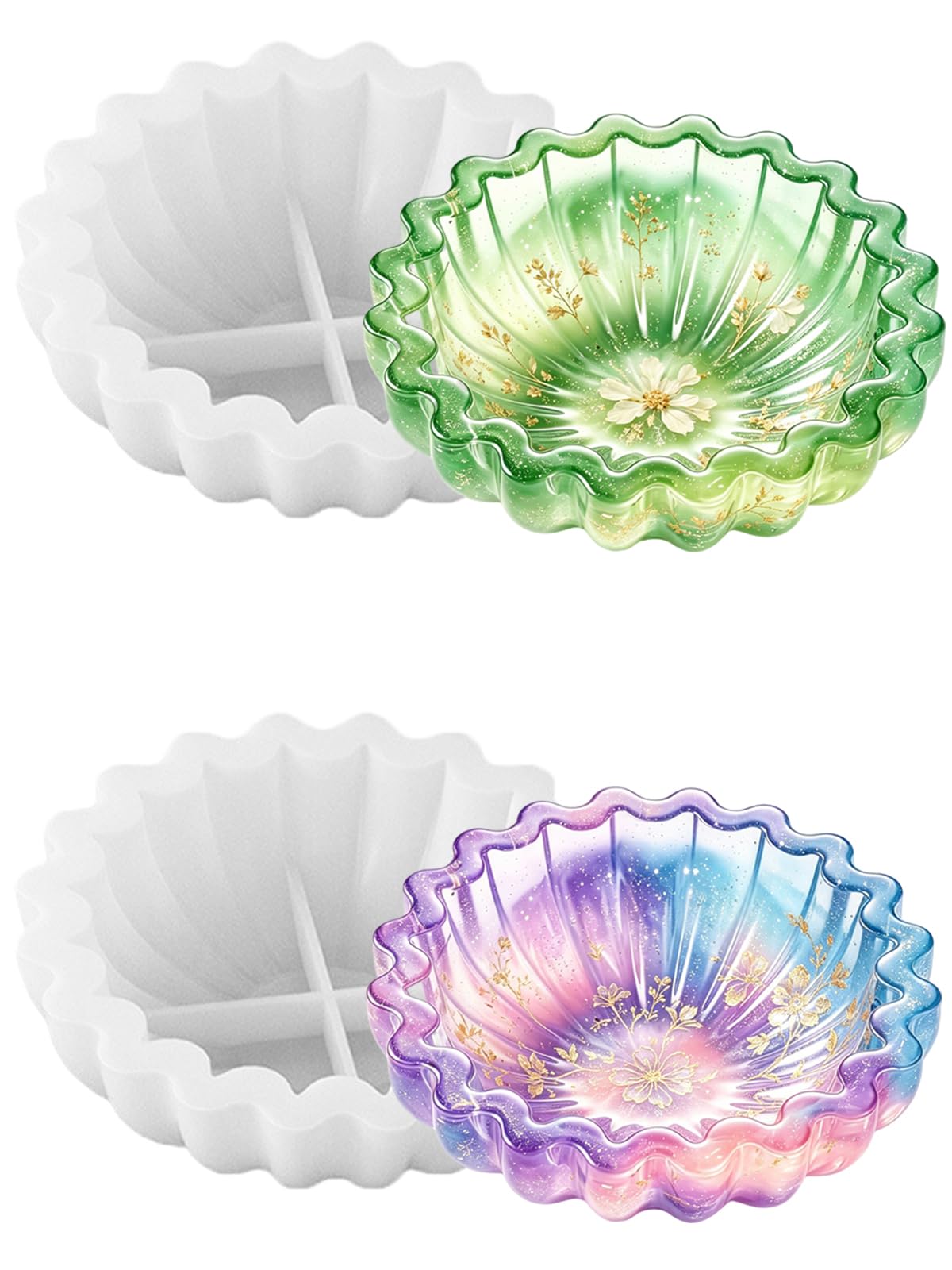 Stampi in silicone a ciotola, 2 pezzi, contenitori in resina, vassoio per frutta, stampi rotondi per candele, vasi per fiori, gioielli, gioielli, bigiotteria in resina epossidica (ciotola
