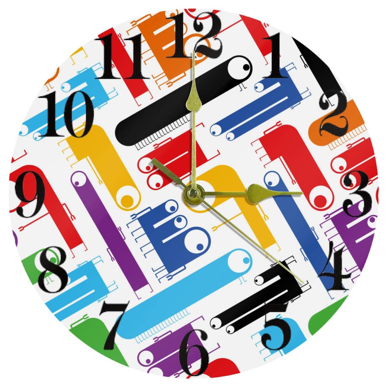 Horloge murale ronde monstre 25 cm silencieuse à piles pour décoration de cuisine et d'école