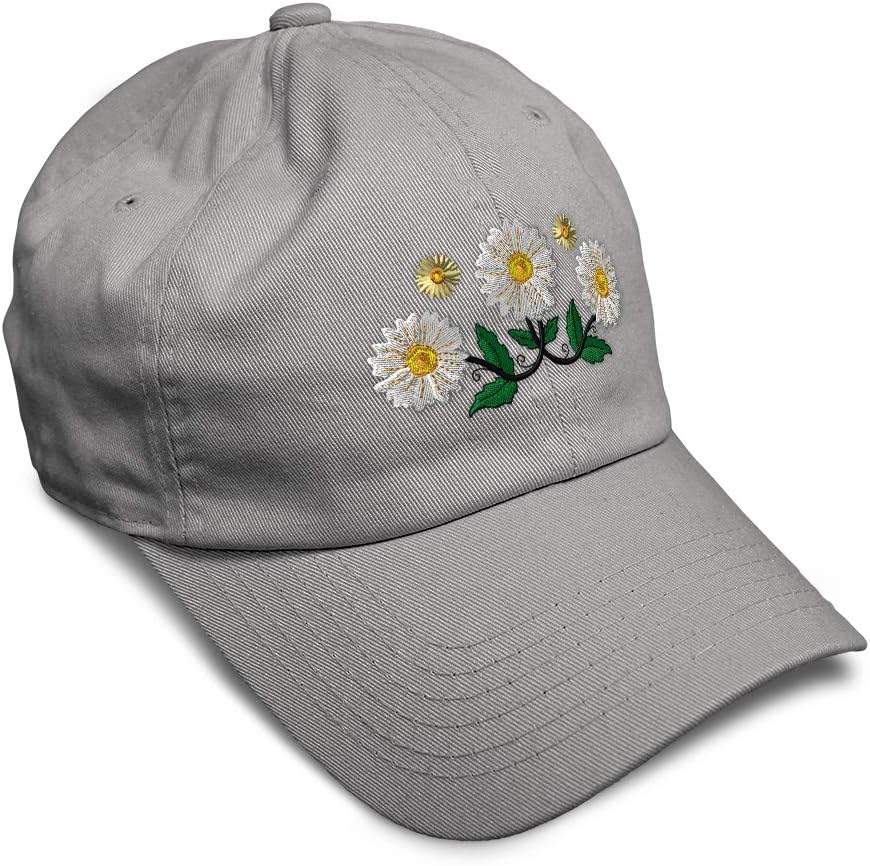 Soft Baseball Cap Daisy Chain Embroidery Flowers and Plants Daisy Twill Cotton Dad Hats for Men & Women