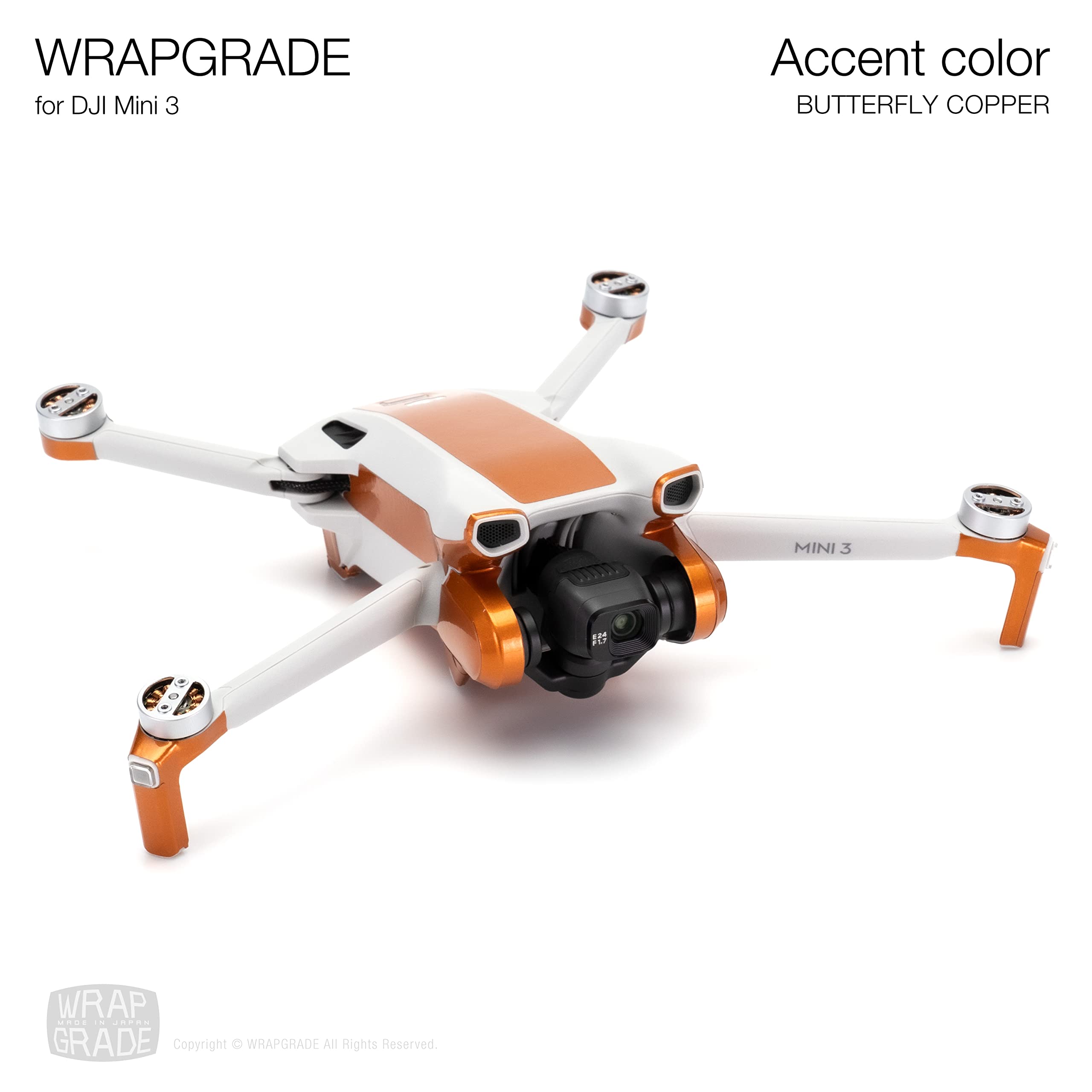 WRAPGRADE Skin Stickers Compatible with DJI Mini 3, Butterfly Copper - Image 2