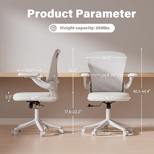 Miniatura 2 de GYI Silla de oficina ergonómica, silla de escritorio de malla con soporte lumbar ajustable y brazos abatibles 3D, silla de computadora con ruedas,