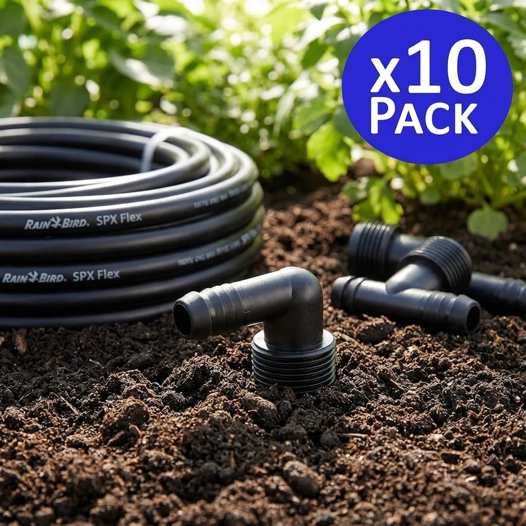 Suinga Tuberia SPX Flex 16 mm per installare irrigatori e diffusori. 30 metri + 10 gomiti scanalati 16 mm x 3/4".