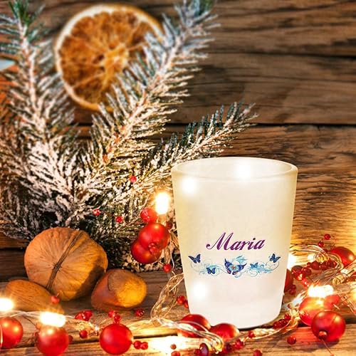 Miniatura 6 de Taza de cristal de cerámica azul de mariposa femenina con texto personalizado