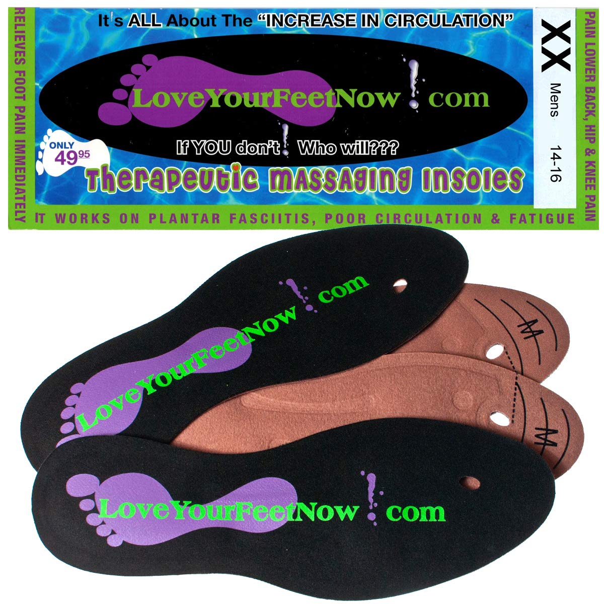 Love Your Feet Now The Best Liquid Orthotic Inserts for Plantar Fasciitis, Neuropathy & Sore Feet. ((XX) LYFN XX Mens 13.5-16)