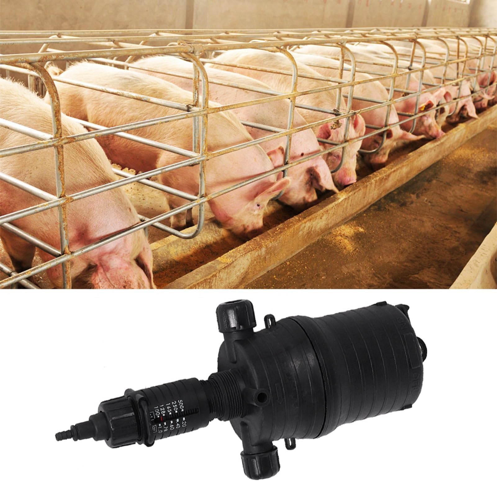 TOPINCN Chemical Fertilizer Injector Proportioner Auto Dosing Tool for Garden Farming PP Material Suitable for Horticultural Flowers and Animal Husbandry 1 Fertilizer Injector (0.2-1% English