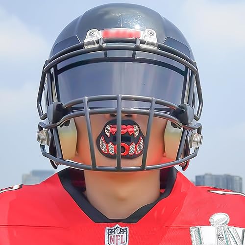 Miniatura 4 de LeCool Protector bucal de fútbol con correa conectada, 3D Beast Chrome, protector bucal para adultos y jóvenes, pieza para deportes para máximo