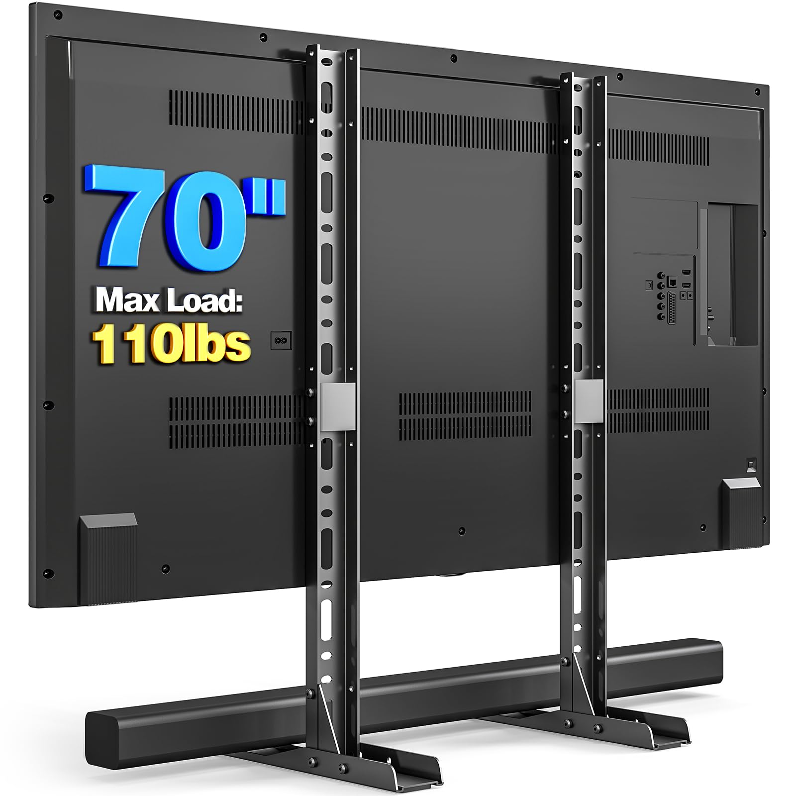 Rfiver Universal TV Stand for 20-70 inch Flat Curved TVs, Height Adjustable Table Top TV Stand, TV Feet with Cable Management,Steel Replacement TV Legs Holds up to 110 lbs, Max VESA 800x600mm, Black