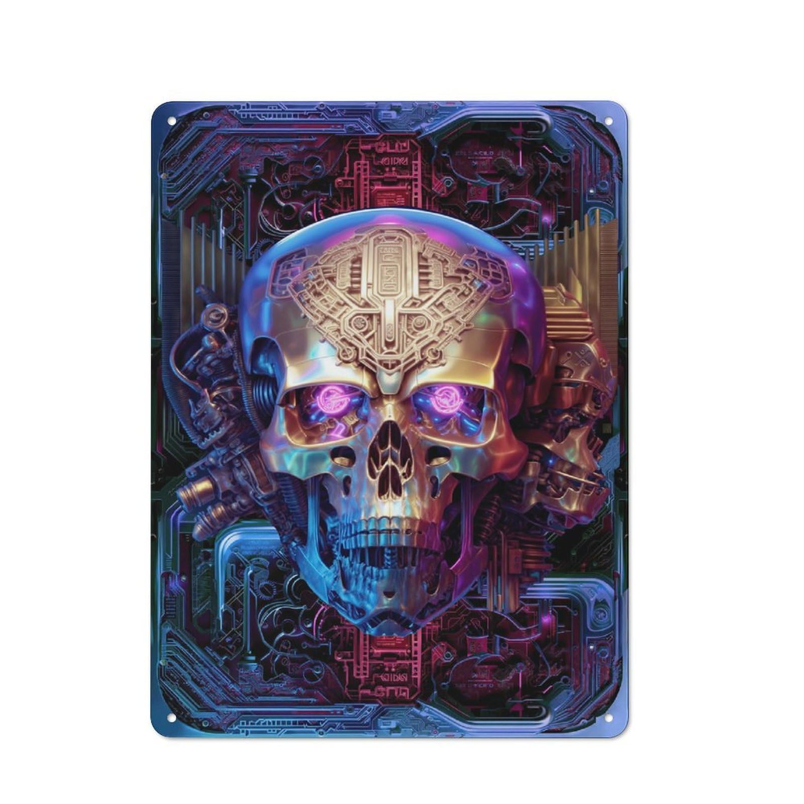 Junmoney Skull Machine Neu Distressed Look Decorative Tin Sign 40X30cm, Vintage Wall Decor For Lounge, Study, Pub Or Wall Gallery