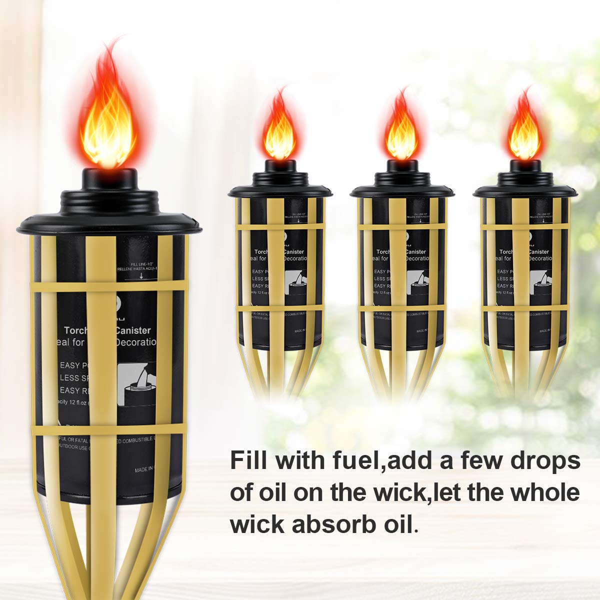 LANMU Torch Canisters 12oz, Replacement Bamboo Torch Refill Canister