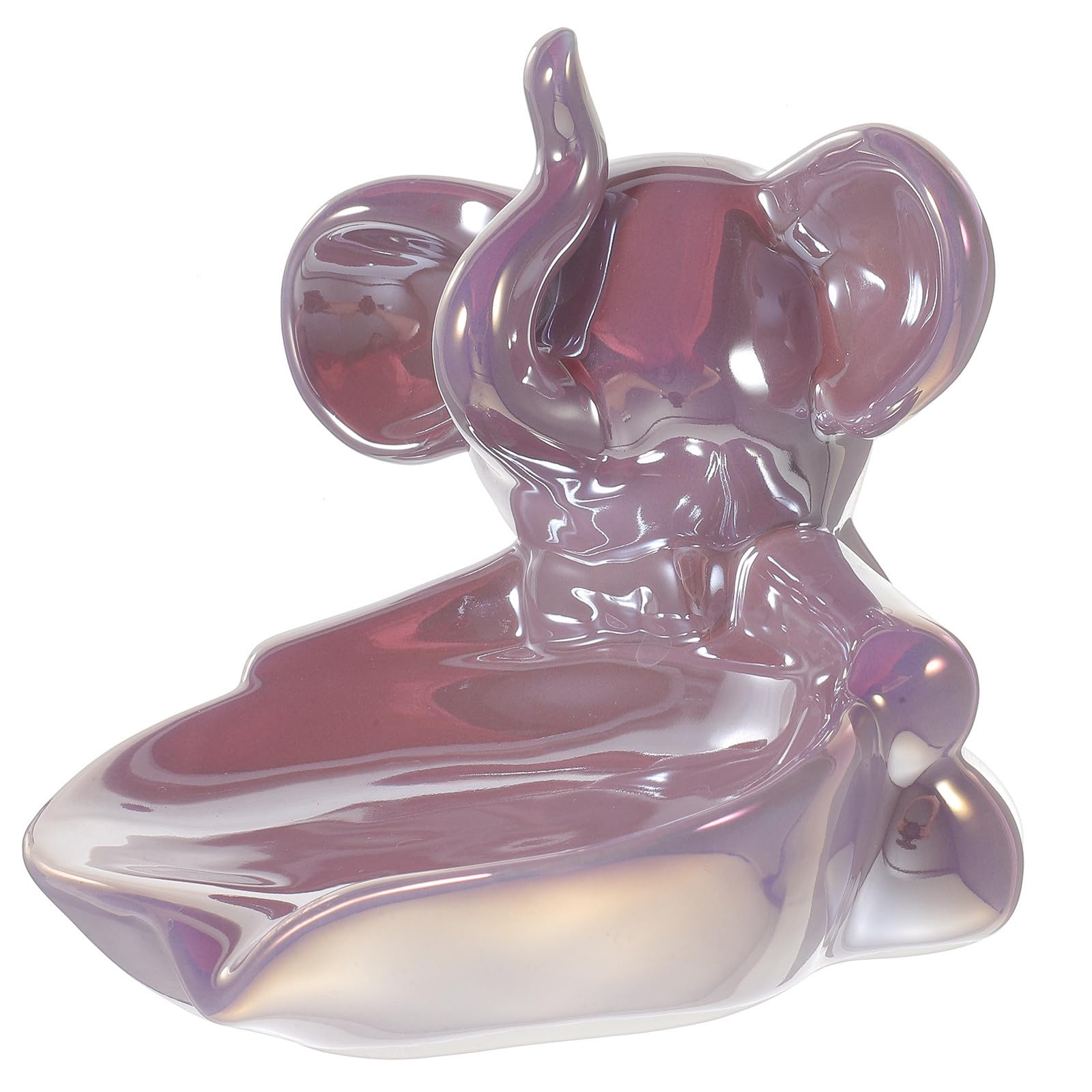 Boîte savon éléphant violet en céramique déco pour comptoir de salle de bain