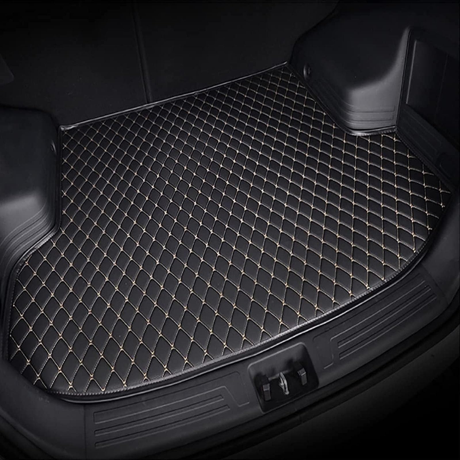 NIKTVEZ Car Leather Boot Liners, for Volkswagen Tiguan 2024-2025 Waterproof Boot Mats Cargo Tray Protector Liners Wear-Resistant Protector Pad Interior Accessories,D