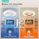 IZOWE Ceiling Fan 48 cm LED Ceiling Fan 6 Speeds 3 Colour Dimmable Reversible Ceiling Fan Modern Speaker Ceiling Fan with Remote Control Bedroom Living Room - 4