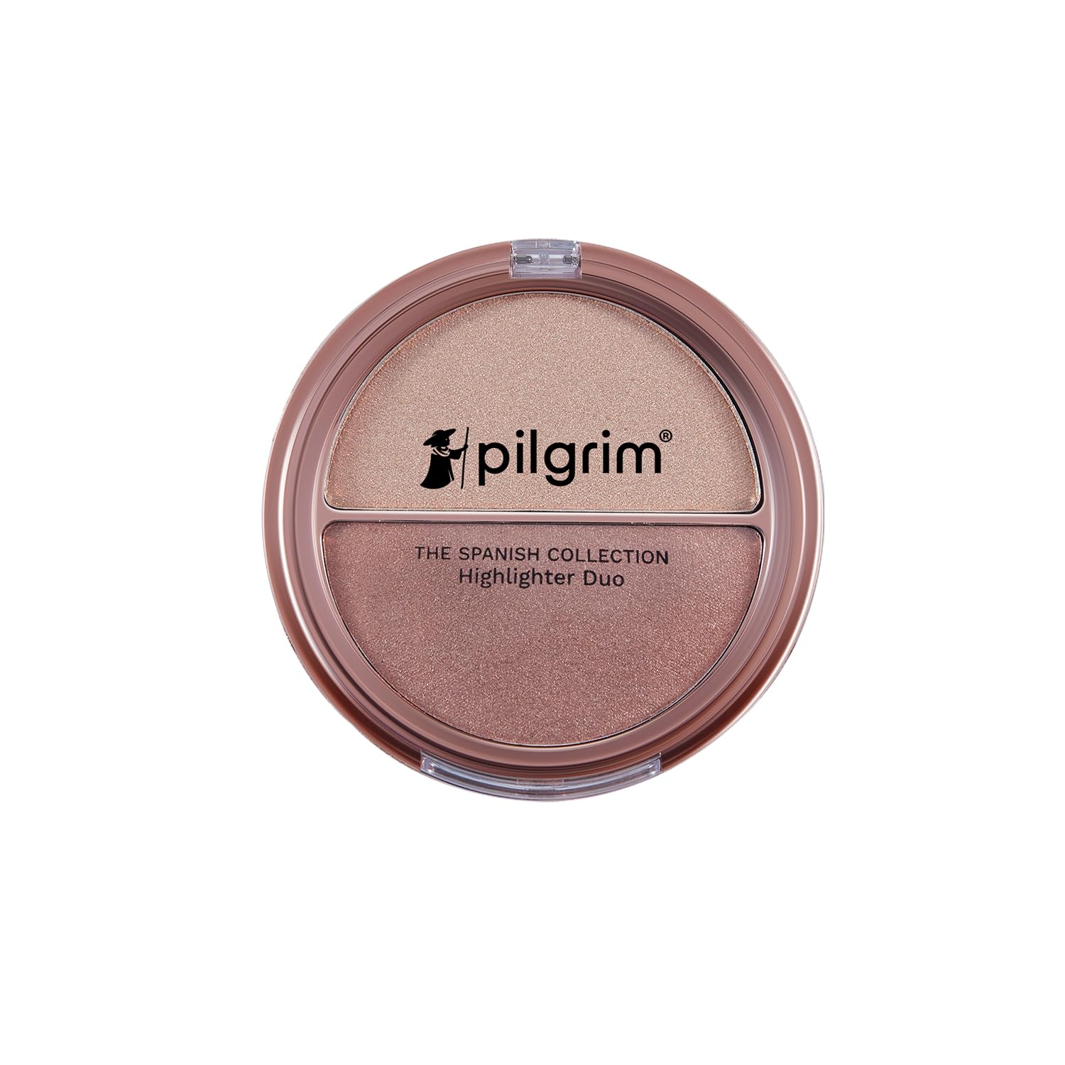 Pilgrim Highlighter Duo Lightweight 11G |Long Lasting Highly Pigmented Powder |With Easy To Blend Formula |Shade Champagne Gold & Rose Gold - 01,luminous finish,1 Count