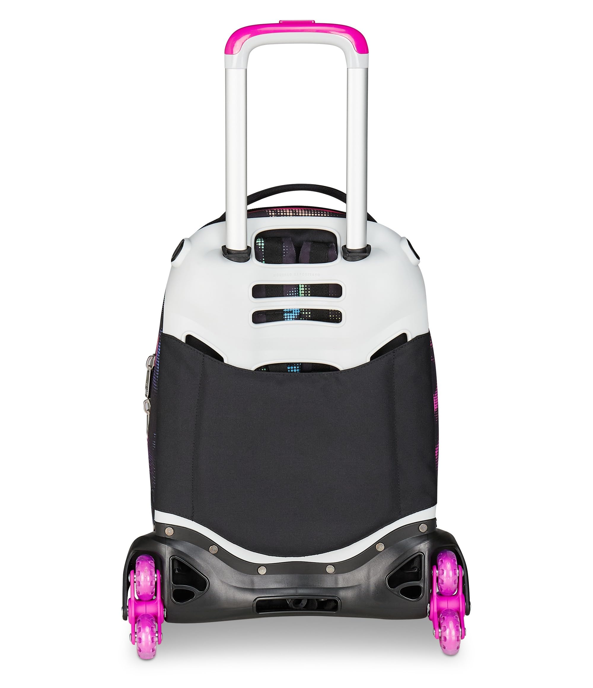 Seven Trolley Scuola Jack 3 Ruote, Nero Fucsia, Zaino Con Carrello Sganciabile Da 34 L, Tasca Borraccia e Crossover System, Maneggevole Resistente, Scuola Elementare e Media, Zaino Bambina
