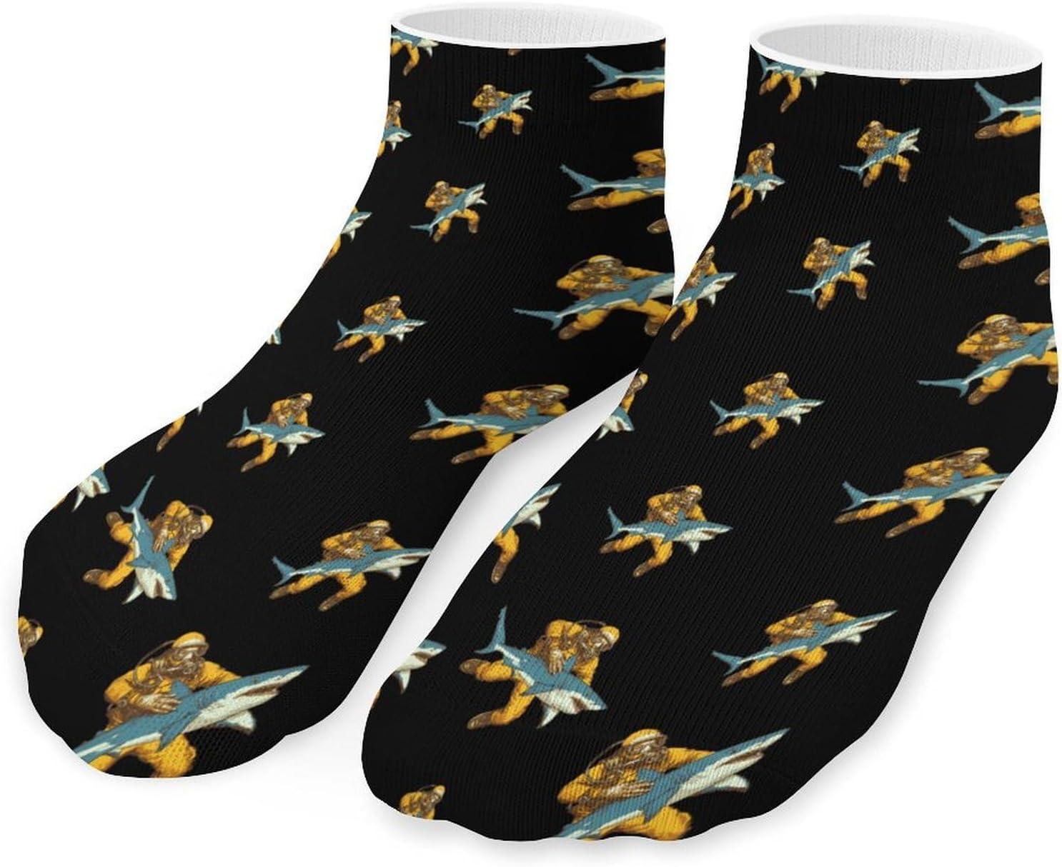Vintage Diver And Shark 5 Pairs Low Cut Ankle Socks Casual Liner Sock No Show Invisible Socks for Men Women