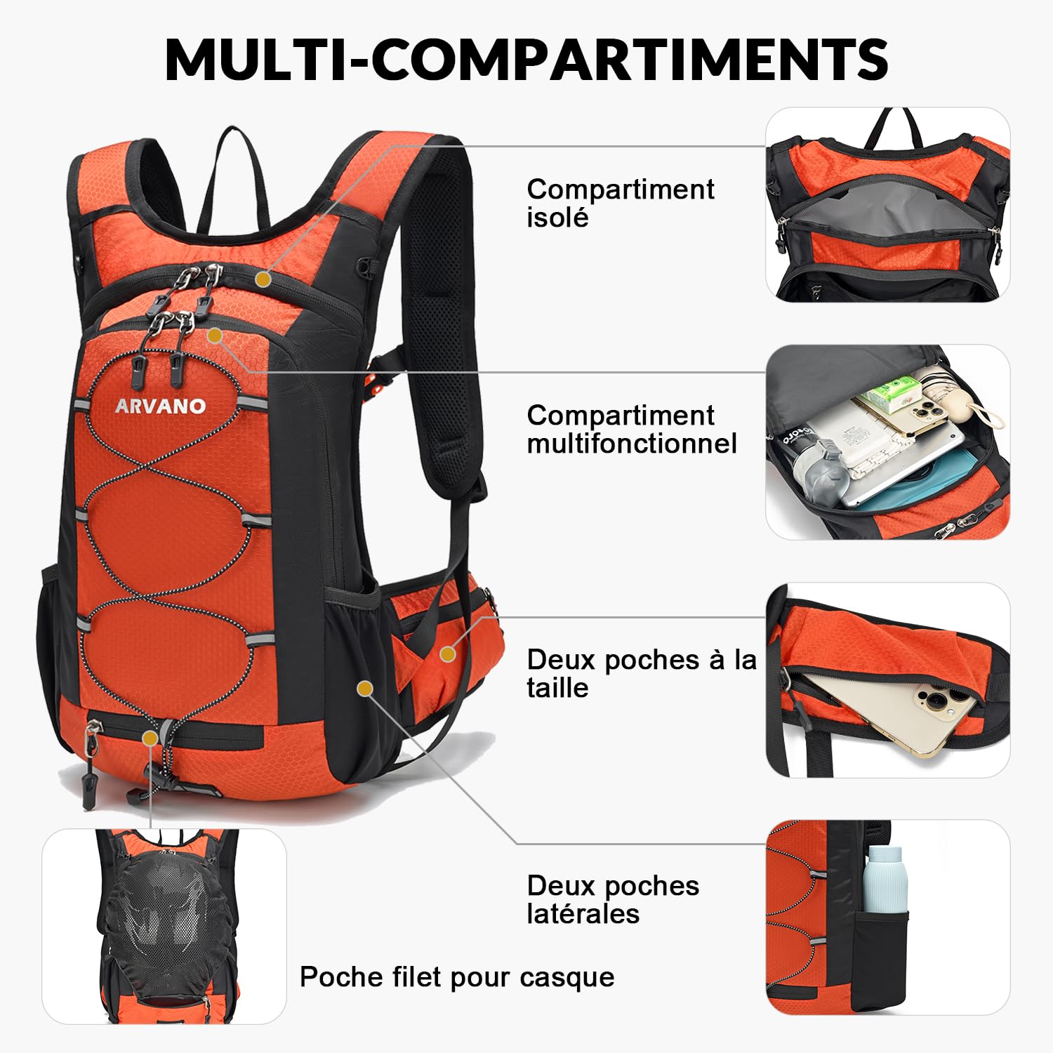 15L Sac à Dos Vélo Sac de Randonnée Ultra-léger Respirable Imperméable pour Vélo Randonnée Équitation Voyage Alpinisme