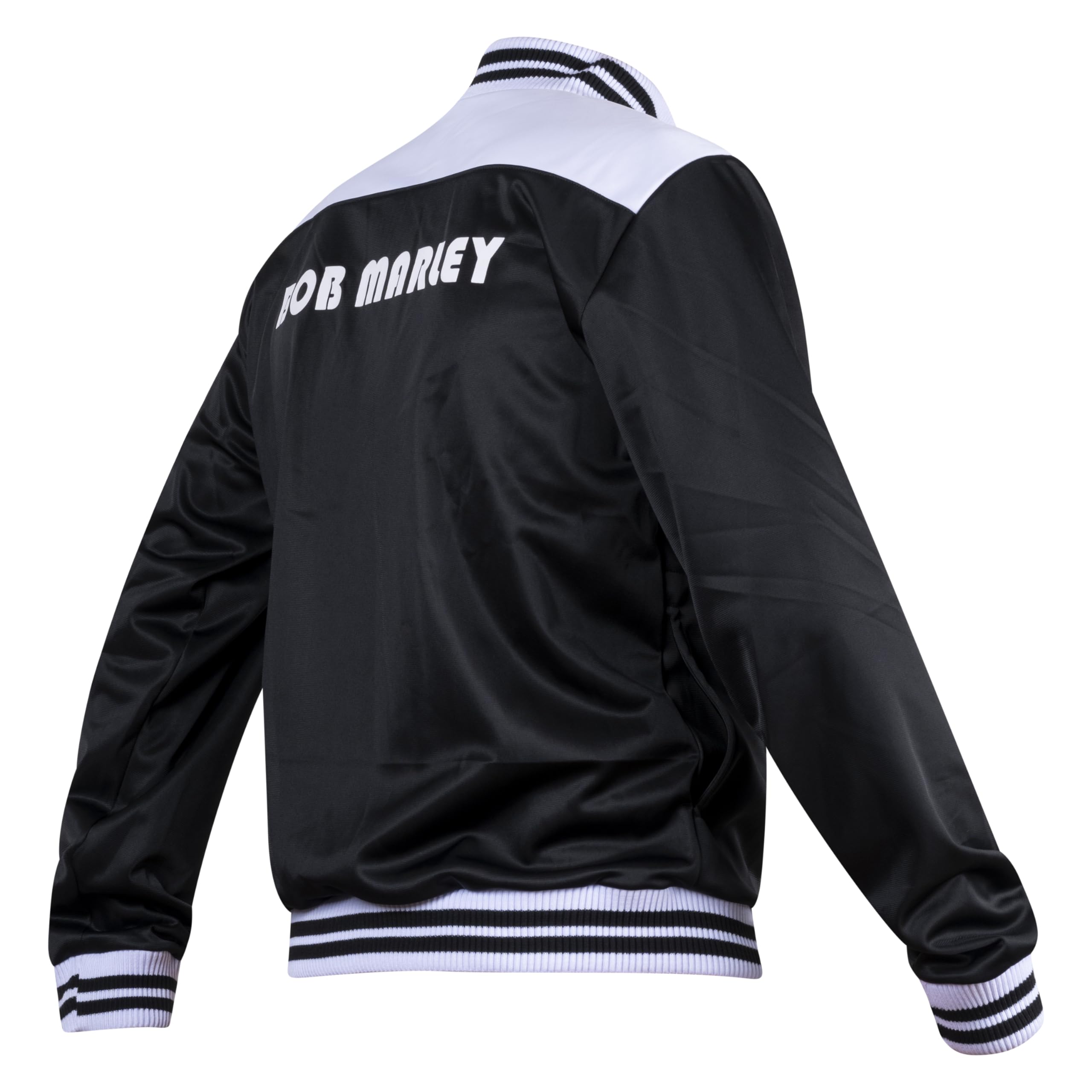 JL Sport Marley Tribute Giacca da Calcio Jamaica Reggae Polsini a Coste con Zip Nera