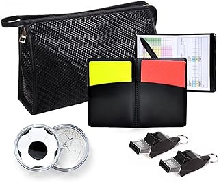 Joyeee Soccer Football Referee kit, Including Referee Whistles Red Yellow Cards Pressure Gauge Decision Coins and Black Ca...