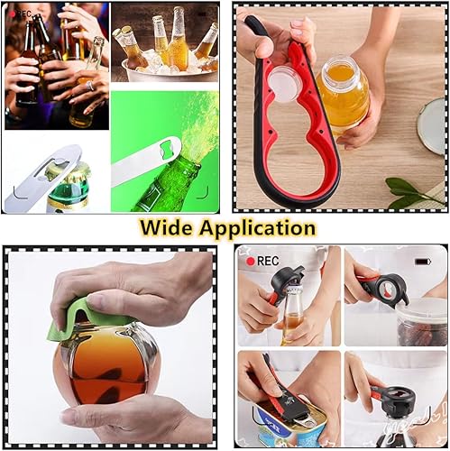 Miniatura 6 de 8 abridores de tarros y abridor de botellas. 2 abridores de botellas planos, 2 abridores de tarros para personas mayores y 4 almohadillas de goma