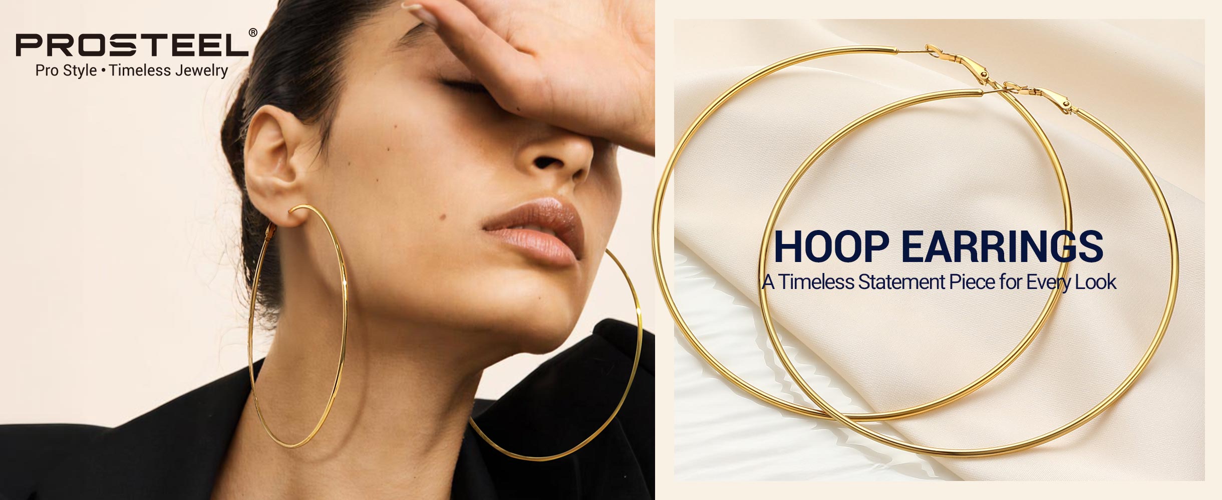TT Black Stainless Steel Narrow Large Hoop Earrings (EH107) 20mm
