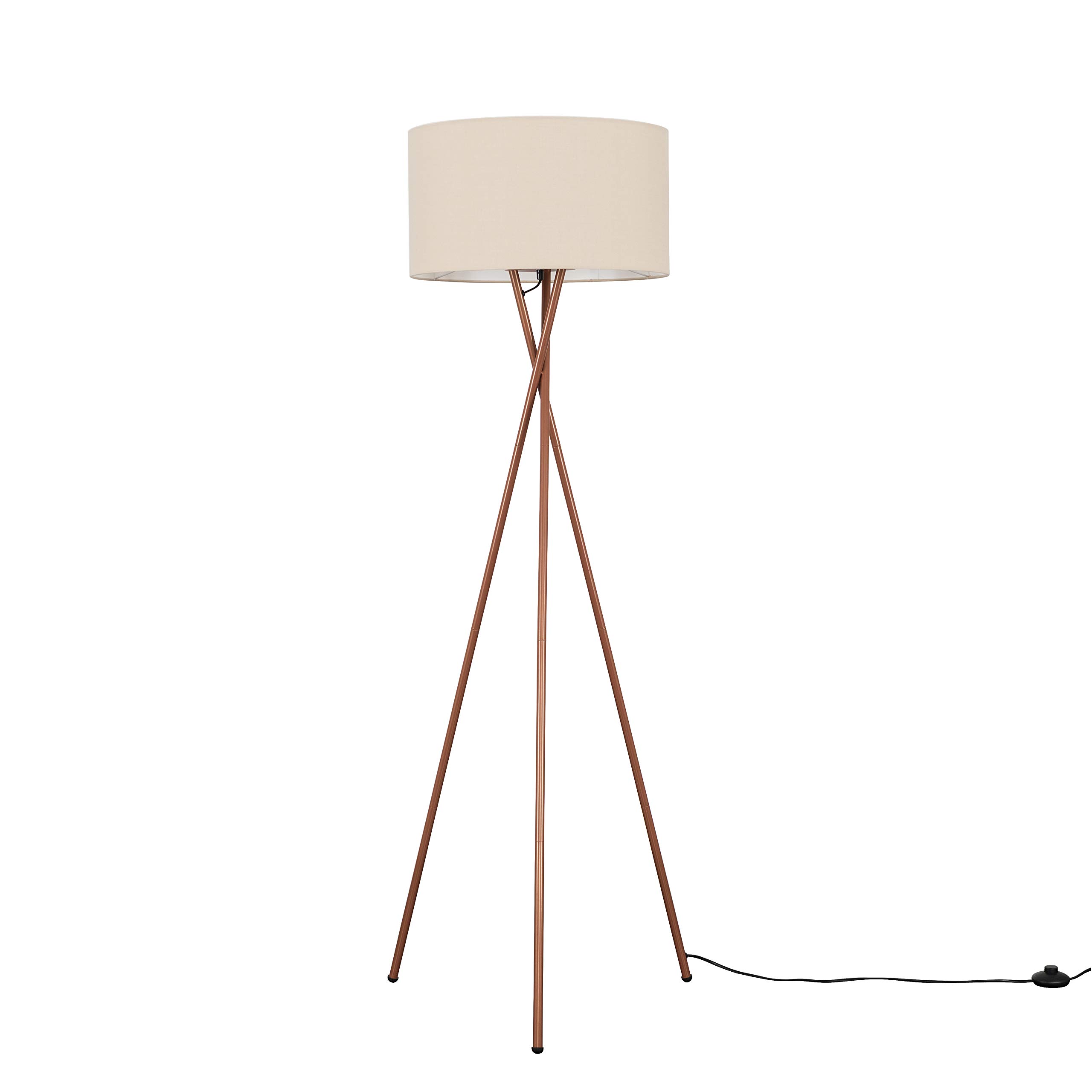 Minisun Beige | Modern Copper Effect Metal Tripod Floor Lamp With A Shade | Floor Lamps & Torchieres, Home Décor, Improvement & Lifestyle Essential