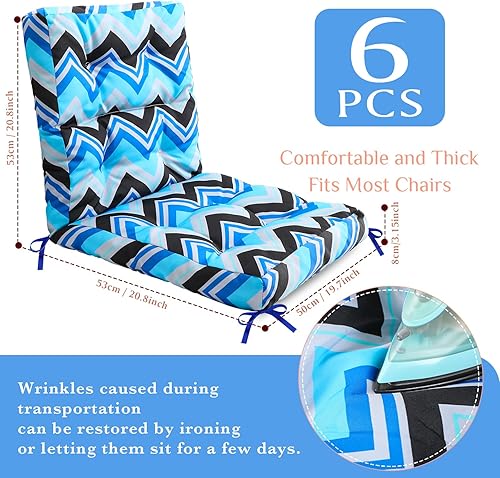 Miniatura 2 de Hoteam Paquete de 6 cojines de respaldo alto para exteriores, impermeables, para silla mecedora, para interiores y exteriores, cojines gruesos para