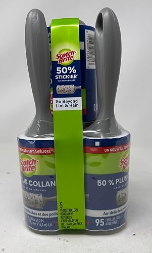 Miniatura 2 de Scotch Brite 3M - Rodillo de pelusa 50% adhesivo, 95 hojas (paquete de 5), 475 unidades