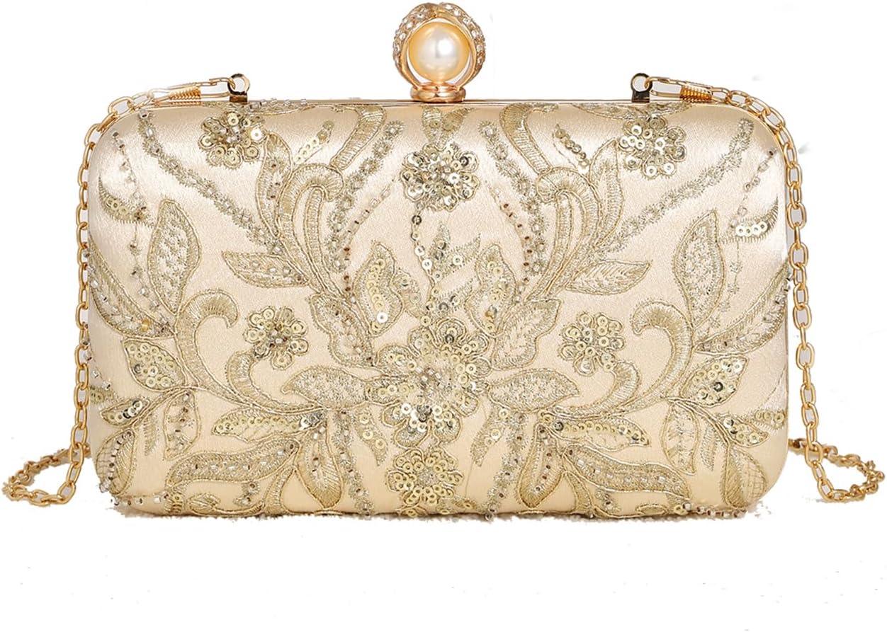 Clutch Purses for Women Formal Dressy Evening Bag Sparkling Pleated Clutch Bag with Chain for Wedding Party