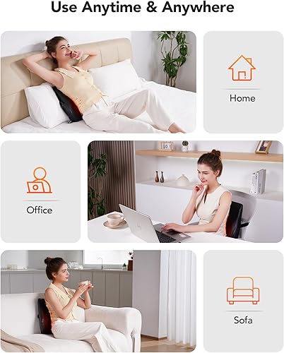 Miniatura 7 de Masajeador de espalda con calor, masajeador de cuello para aliviar el dolor de tejido profundo Shiatsu 3D, almohada de masaje eléctrico para