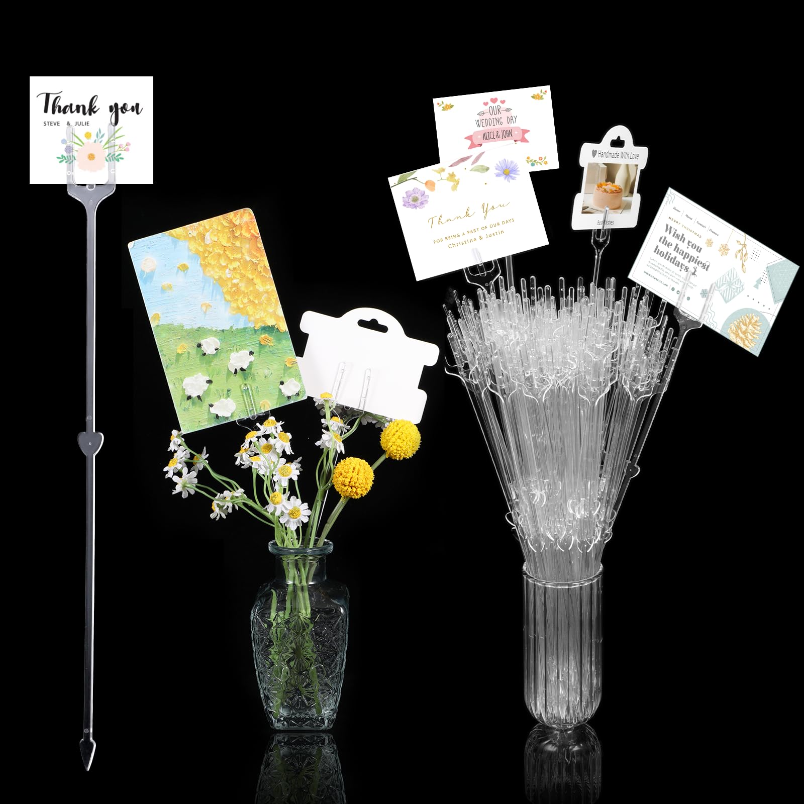 Photo 1 of ***MISSING PARTS***
240 Pcs Floral Card Holder Picks, 12.6 Inch Clear Plastic Flower Card Holder Stick Floral Bouquet Picks for Flower Arrangement Cards Photos Valentine Wedding Birthday Party Decoration