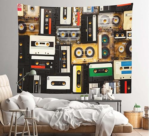 Miniatura 3 de Loccor Cintas de casete retro de los años 80 y 90, cinta de casete de audio musical para colgar en la pared para música retro, conciertos,