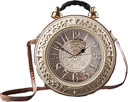 Pu Leather Handbags Fashion Real Clock Shoulder Bag Casual Women Evening Crossbody Bags,Retro Vintage Steampunk Female Messenger Bags for Women Girls B