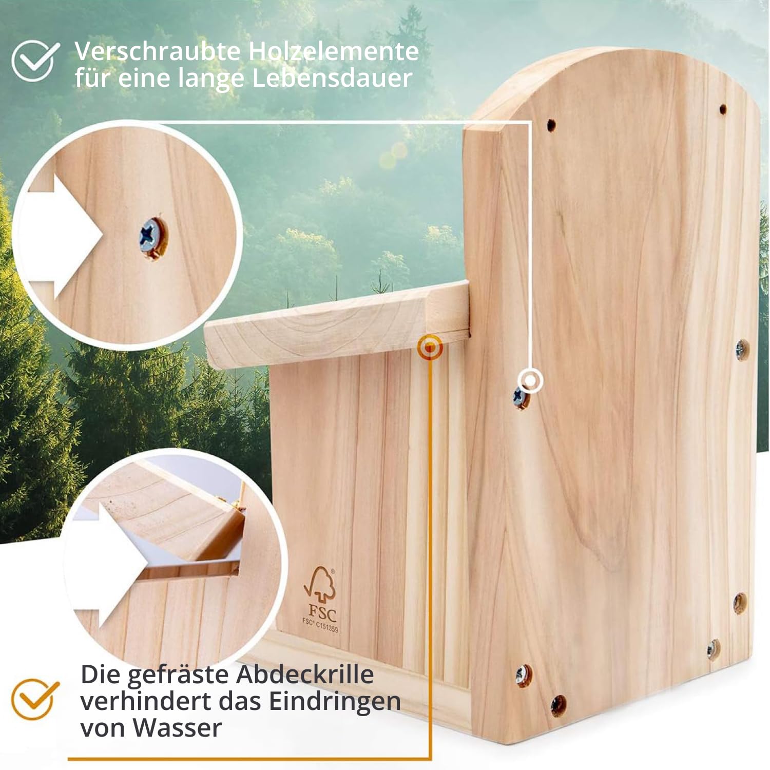 wildtier herz I Eichhörnchen Futterhaus wetterfest I aus verschraubtem Massiv-Holz Futterstelle I Futterstation Eichhörnchen Kobel, Eichhörnchenhaus