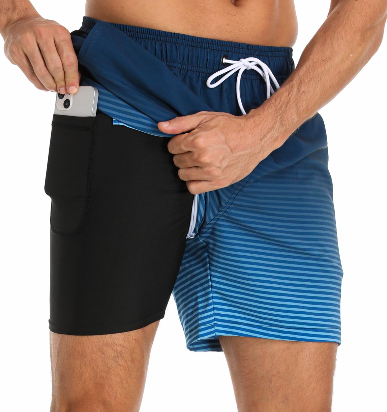 Kfnire Bañador Hombre con Forro Compresión y Bolsillos, Shorts de Baño para Natación Secado Rápido Hidrófugo Banador para Hombre