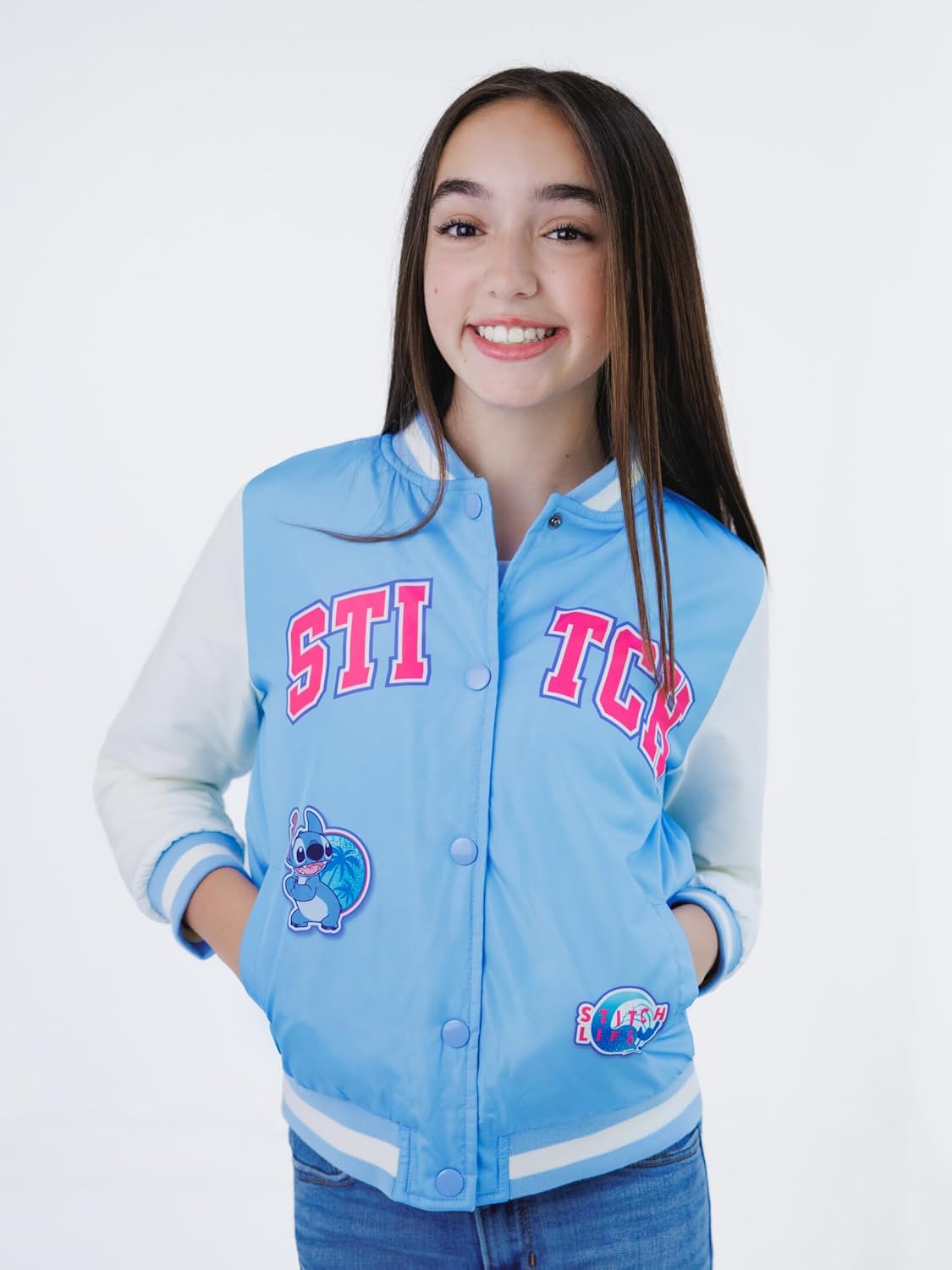 Disney Junior Girls Varsity Bomber Jacket Toddler to Big Kid Sizes (2T - 14-16) - Image 2