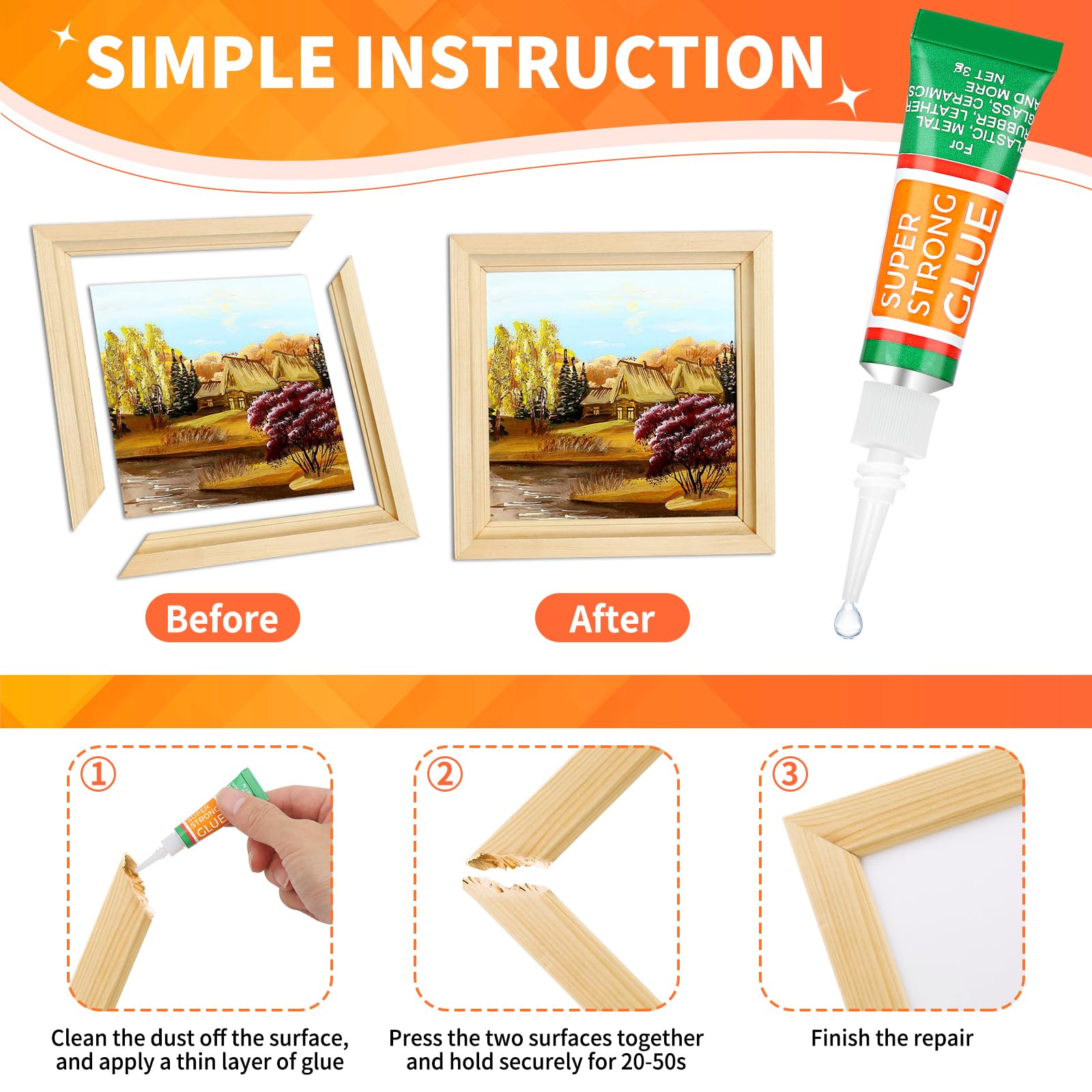 12 x 3 g Super Glue, pegamento fuerte, pegamento de cianoacrilato, pegamento de secado instantáneo; Super Liquid Glue, Clear, Instant Bond, Quick Dry