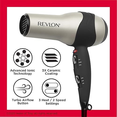 Miniatura 4 de REVLON Turbo Hair Dryer | 1875 Watts of Maximum Shine, Fast Dry (Silver)