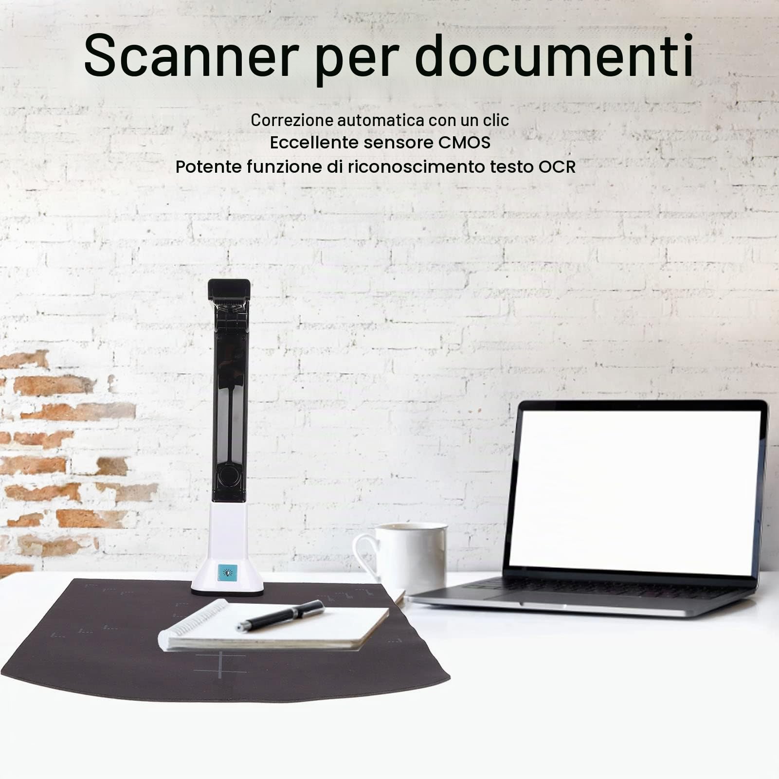 Scanner per Documenti da 8 MP, Fotocamera per Documenti USB Portatile, Scanner per Libri in Formato A4, Multi Lingue, Supporto OCR, PDF/Word/Excel/TXT, per Windows, XP, Vista