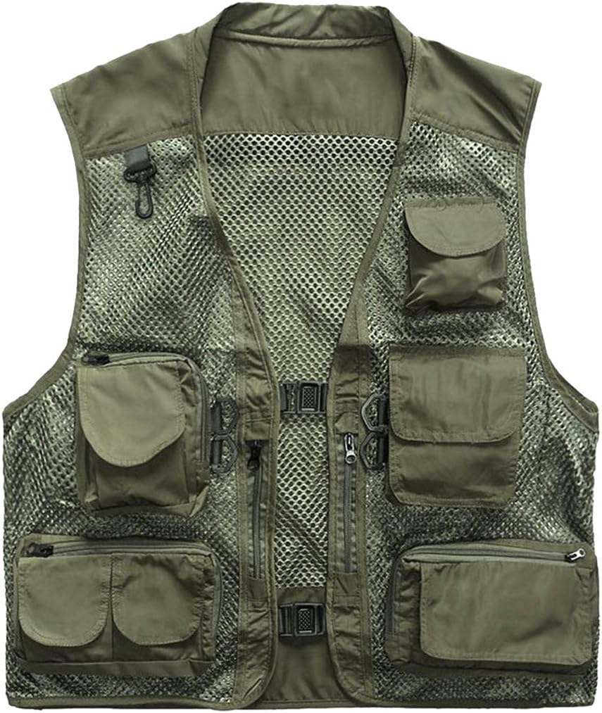 MarswayOutdoor Quick-Dry Fishing Vest Multi Pockets Mesh Vest Fishing Hunting Waistcoat Travel Photography Jackets