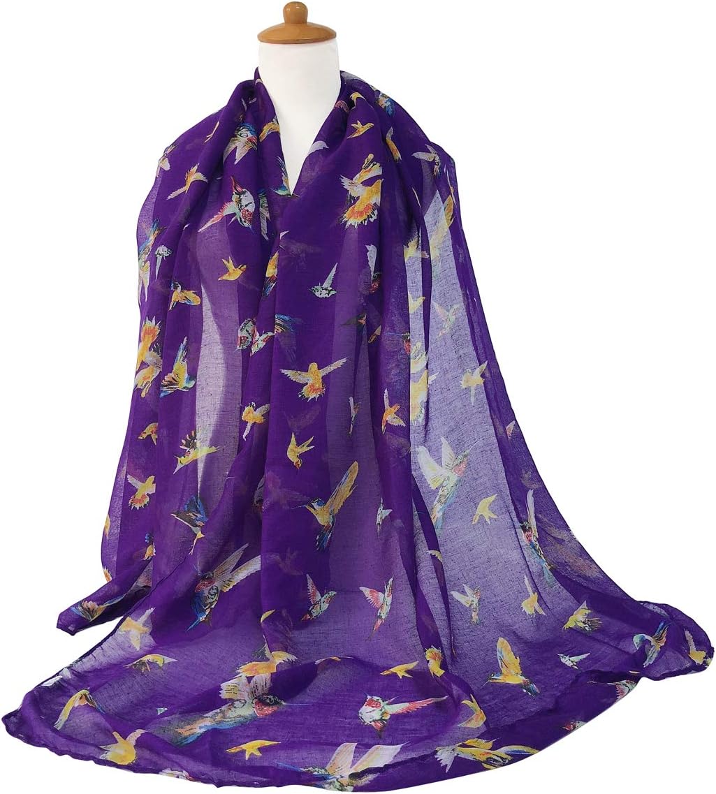 GERINLY Scarfs for Women Lightweight Floral Birds Print Cotton Scarves and Wraps for Spring Shawl Boho Scarf - Image 5