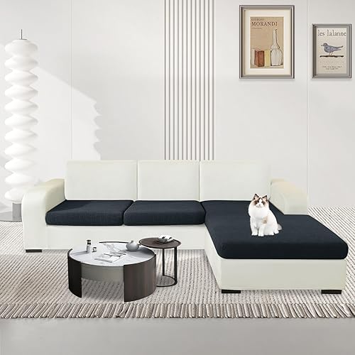 Miniatura 2 de MAXIJIN Fundas de cojín impermeables de 3 piezas para sofá seccional, funda elástica para sofá seccional en forma de L, diván izquierdoderecho con