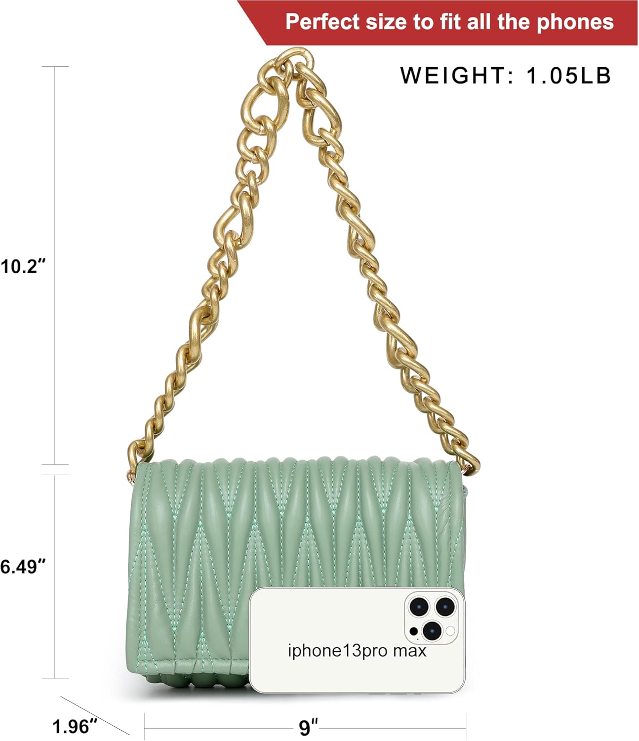 Miniatura 5 de Montana West Valentines Day Gifts for Her Quilted Purse for Women Chunky Chain Purses and Handbags