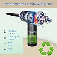 Vista 2 de Plumero eléctrico para limpieza – Soplador de aire comprimido inalámbrico y aspiradora 2 en 1 – Limpiador de polvo de alta potencia de 110000 RPM