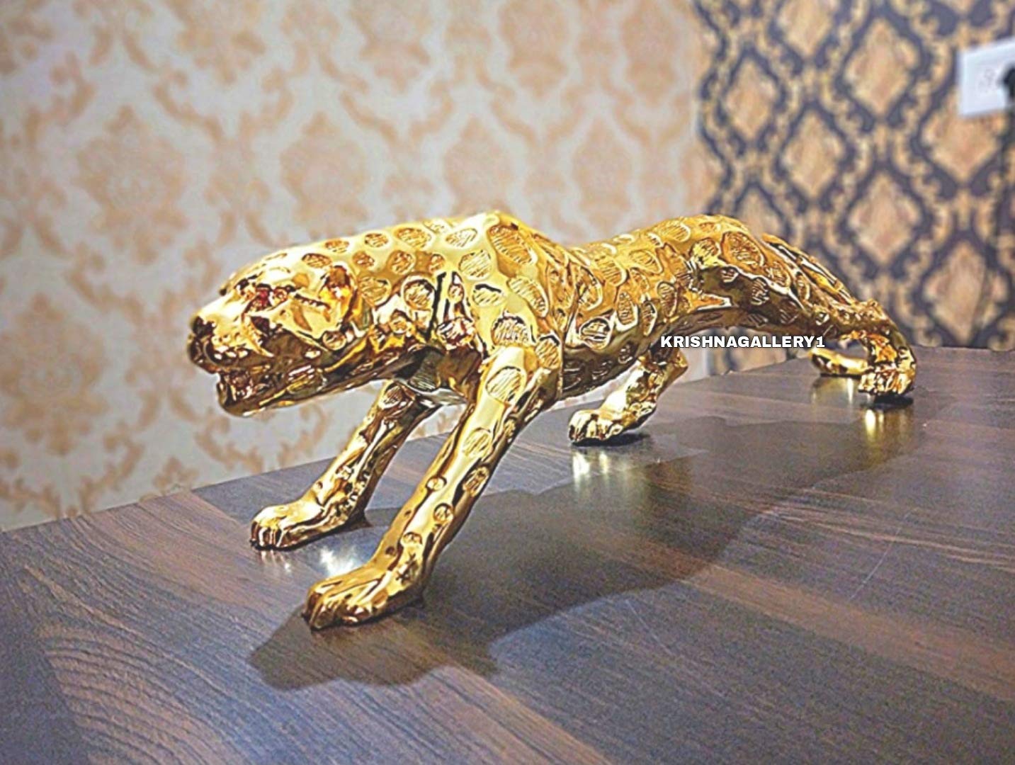 ジャガー（ゴールド）置物 Buy KRISHNAGALLERY1 Gold Plated Panther Jaguar Showpiece Online at