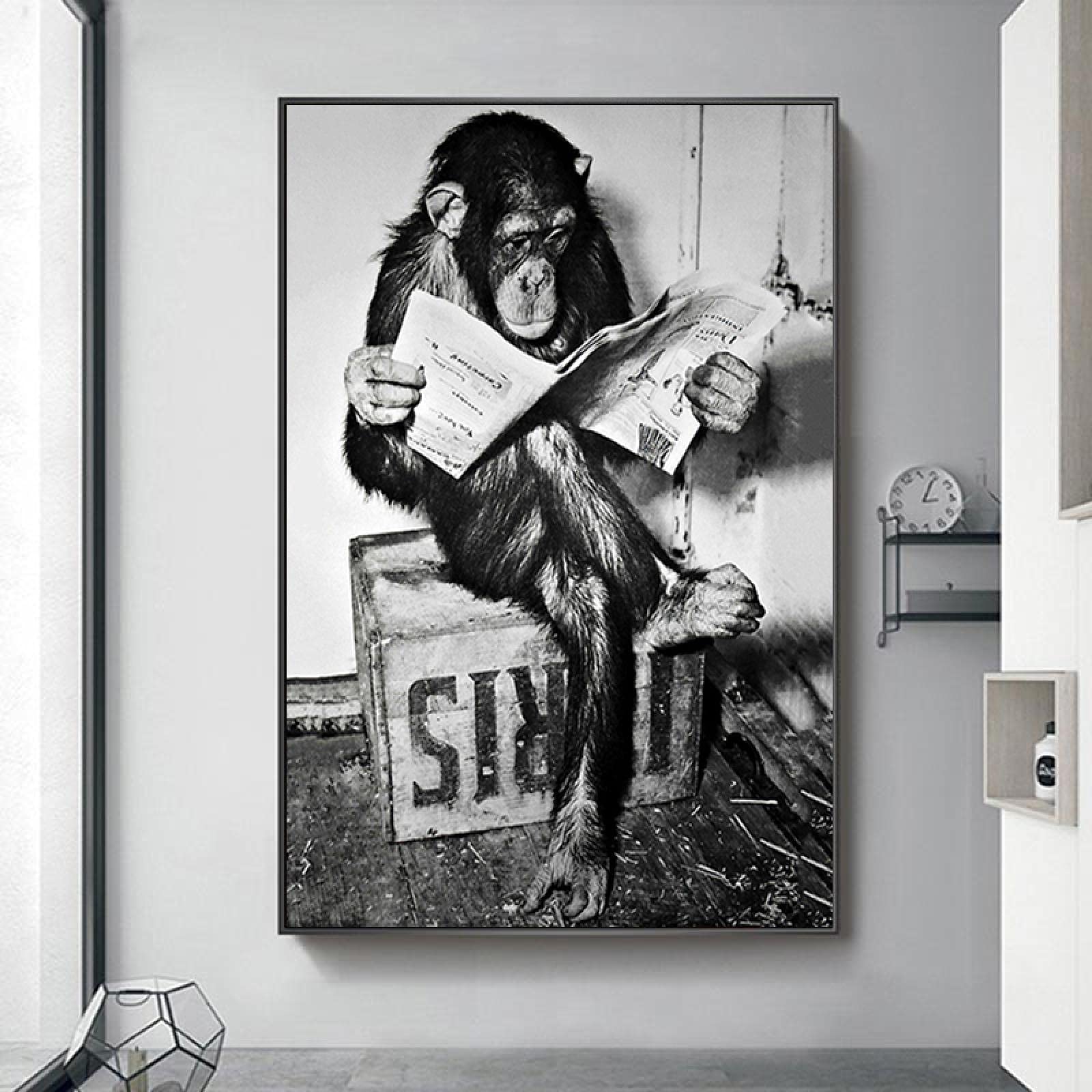 Affiches et impressions décoration murale singe noir blanc tableau 60x90 - 8