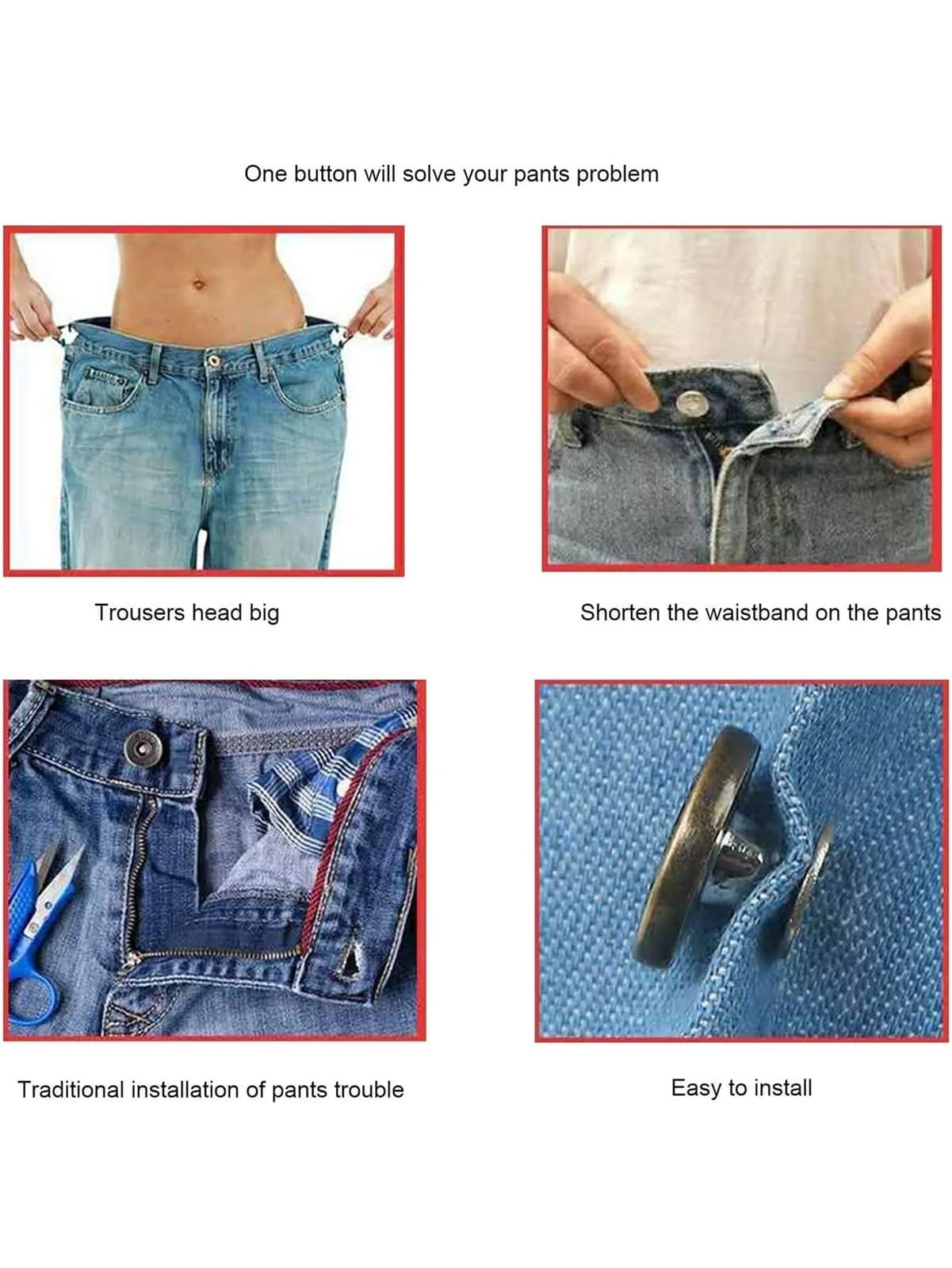 24 Stück nagelfreie, verstellbare Taillenverlängerungsknöpfe für Jeans, Hosen, abnehmbare Schnalle