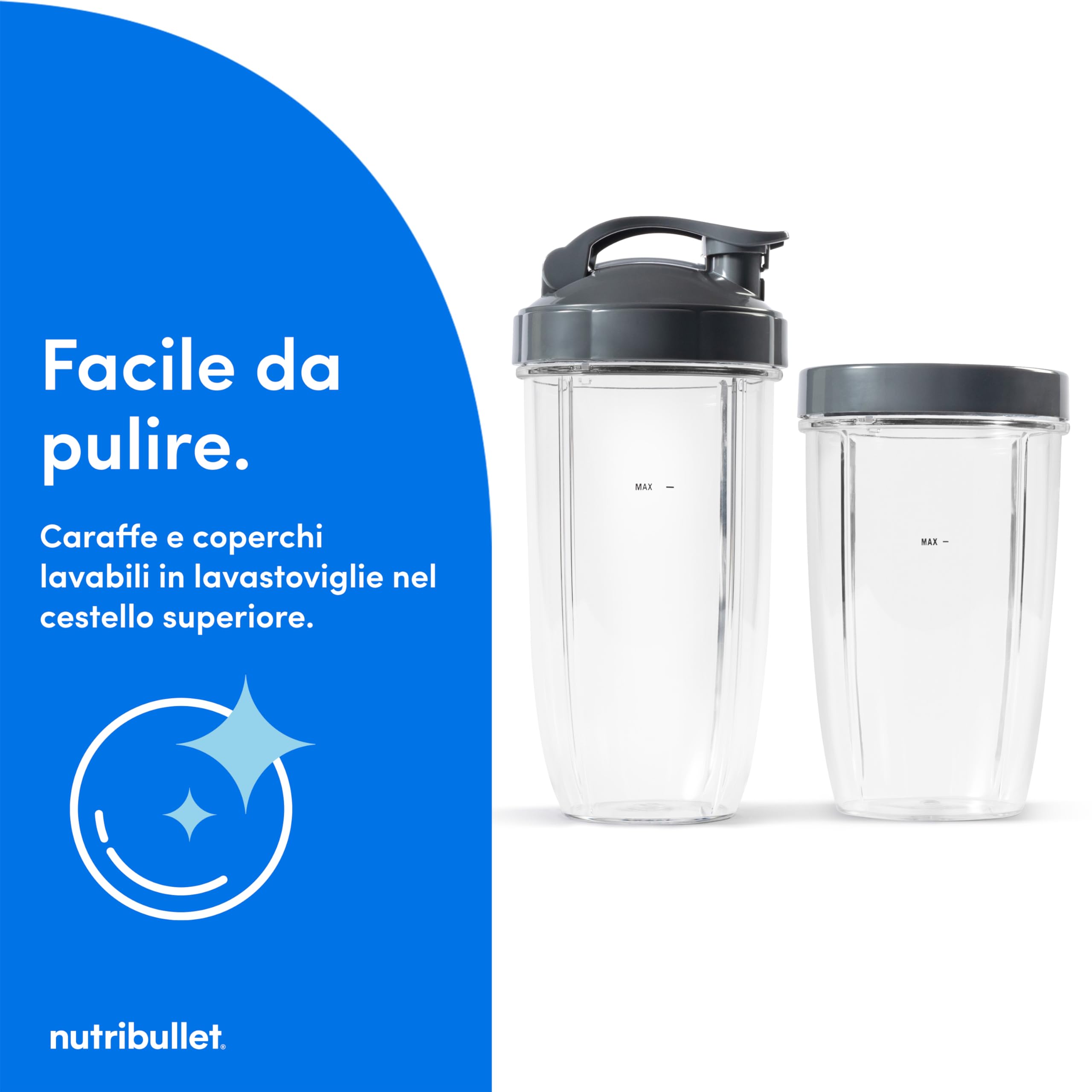 nutribullet Original 600, Frullatore Elettrico, Tritatutto, Frullatore Smoothie, Frullatore Tritatutto Multifunzione, Potenza 600 Watt, nero, NB603B