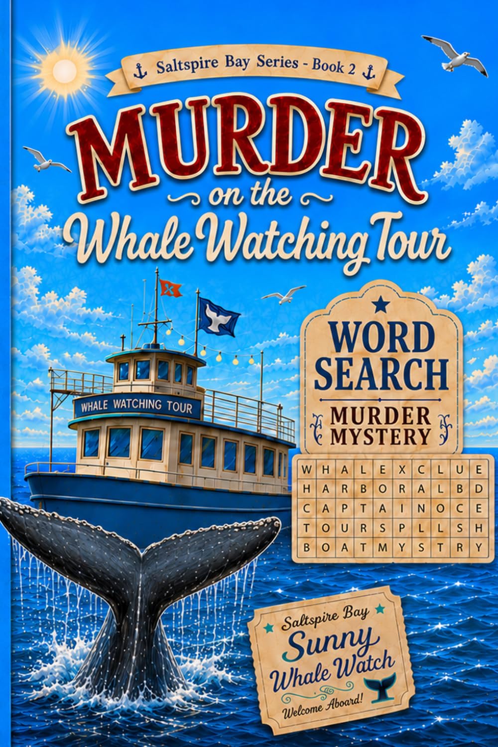 Murder on the Whale Watching Tour: A Cozy Coastal Murder Mystery Word Search Puzzle Book: Saltspire Bay Series - Book 2: Read the story. Search the ... Solve the murder. 50 chapters / 50 puzzles